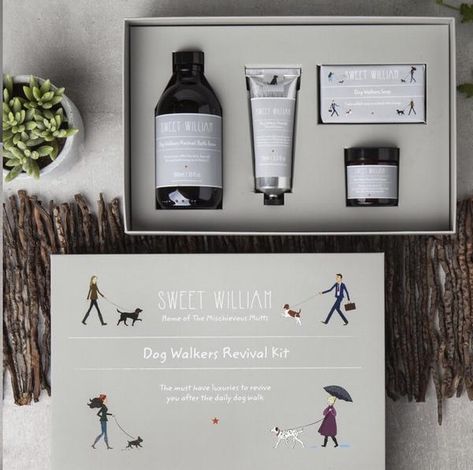 Sweet William - Dog Walking Revival Kit Bath Foam, Mutt Dog, Dog Walker Gift, Sweet William, Dog Walk, Luxury Soap, Foot Cream, Gift Pack, Spa Kit