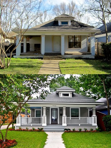 Before & After: Built ins. Can make a room look much larger than it actually is!. Maybe someday we can do this in the family room Exterior Refresh, House Makeovers, House Before And After, Diy Projektit, Home Exterior Makeover, Casas Coloniales, Exterior Makeover, Casa Exterior, Exterior Remodel