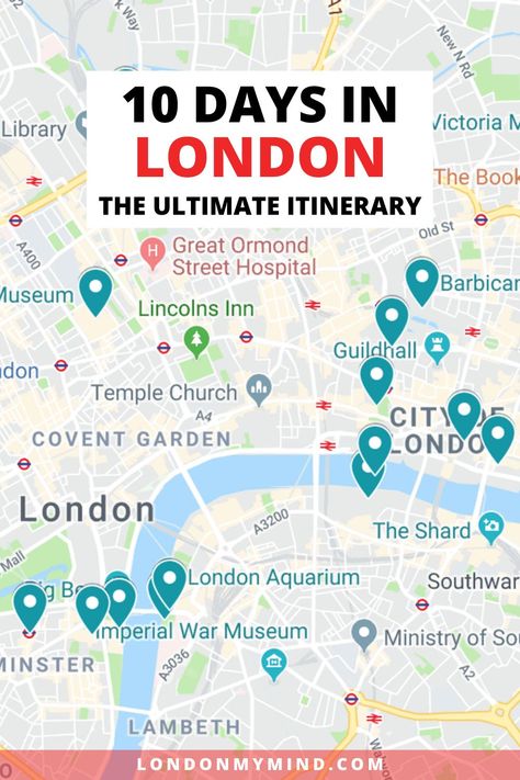 10 Day London Itinerary, London Itinerary 10 Days, London Trip Planning, Europe 2023, London Bucket List, London Itinerary, Travel London, London Vacation, Ireland Trip