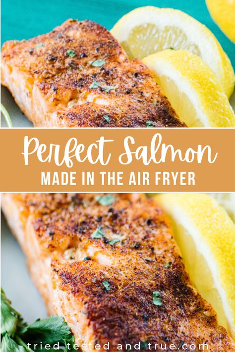 Ninja Foodi Salmon, Best Air Fryer Salmon, Salmon In The Air Fryer, Fried Salmon Recipes, Cook Frozen Salmon, Salmon In Air Fryer, Air Fryer Salmon, The Best Air Fryer, Garlic Butter Salmon