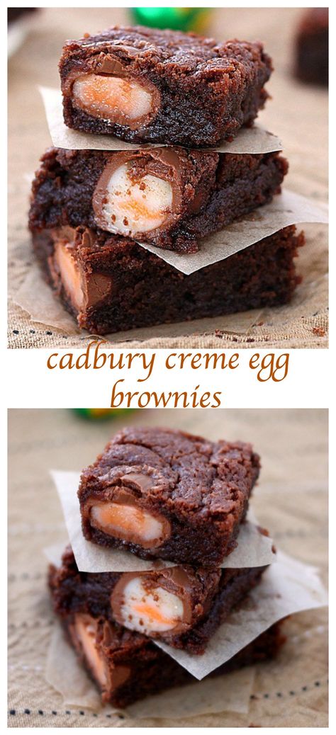 Rich, fudgy and totally addictive, these Cadbury creme eggs brownies will be the first to disappear from your Easter table. The ultimate Easter dessert! Cream Egg Brownies, Cadbury Cream Egg, Creme Eggs, Cadbury Creme Egg, Creme Egg, Easter Baking, Brownies Recipe, Creamed Eggs, Easter Dessert