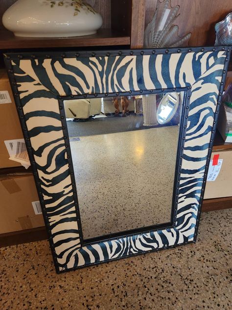 Zebra print boarder wall mirror, 24" x 32" Social Media = Facebook Item Number: 5523-12 Item ID: 13592 Category: Mirror Zebra Mirror, Decor Mirror, Cheetah Print Wall, Y2k Mirror, Mirror Design Ideas, Y2k House Decor, 00s Room, 2000s Home Decor, Y2k Furniture