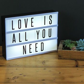 Cinema Light Box Quotes, Light Up Message Board, Cinema Box, Alternative Valentines, Light Box Quotes, Light Up Box, Number Tiles, Light Box Sign, Boxing Quotes