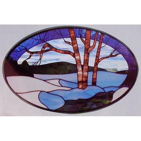 CKE-32 Winter (Stained Glass Full Size  Patterns) Stained Glass Winter, Moonlit Landscape, Stained Glass Night Lights, L'art Du Vitrail, Stained Glass Supplies, Stained Glass Quilt, Stained Glass Suncatchers, Stained Glass Christmas, Stained Glass Lamps