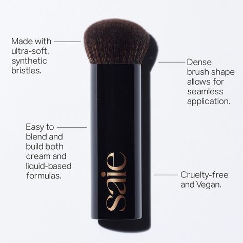 The Big Buffing Bronzer Brush - Saie | Sephora Saie Makeup Brush, Saie Bronzer Liquid, Saie Beauty Bronzer, Setting Powder Brush, Beauty Wishlist, Makeup Wishlist, Bronzer Brush, Beauty Brushes, Liquid Makeup