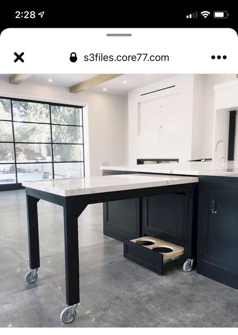 Kitchen Island With Detachable Table, Kitchen Island With Hidden Dining Table, Extendable Island Table, Expanding Kitchen Island, Kitchen Island With Table Extension, Extendable Kitchen Island, Ranch House Kitchen, Hidden Table, Moveable Kitchen Island