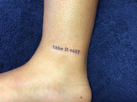 take it easy Take It Easy Tattoo, Easy Tattoo, Baby Tattoos, Word Tattoos, Take It Easy, Happy Heart, Piercing Tattoo, Tiny Tattoos, Simple Tattoos