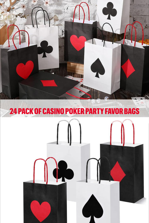 24 Pcs Casino Party Favor Gift Bags Casino Party Supplies Las Vegas Poker Goody Treat Bags Company Party Ideas, Wrapping Paper Backdrop, Las Vegas Party Decorations, Vegas Party Decorations, Vegas Themed Party, Casino Event, Casino Party Ideas, Casino Birthday Party, Casino Theme Party