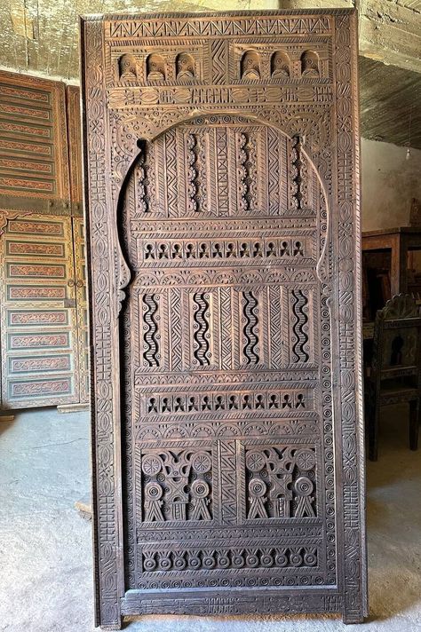 VINTAGE STYLE MOROCCO Door, Engraved Door, Carved Wooden Door, handmade Door, Moroccan Berber Door, Wall door, Moorish Doors Carved Wooden Door, Wooden Double Doors, Old Castles, Moroccan Door, Mountain Architecture, Handmade Door, Vintage Doors, Cool Doors, Desert Homes