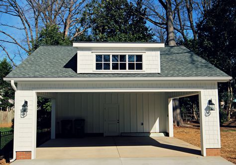 Custom Carport for Historic Myers Park Home | Guthmann Construction Attached Carport Ideas, Carport Addition, Carport Design, Detached Garage Designs, Car Porch Design, Garage Extension, Carport With Storage, Carport Patio, Carport Plans