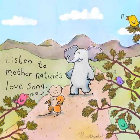 listen to mother nature's love song #mindfulness #awakening #consciousness #selfdevelopment Mindful Doodles, Buddah Doodles, Buddha Doodle, Psychology 101, Buddha Thoughts, Zen Doodles, Tiny Buddha, Little Buddha, Phone Quotes