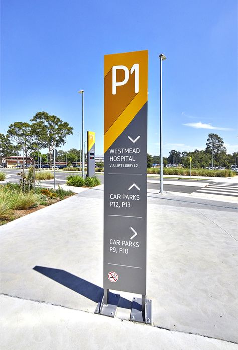 Case Studies: Confident car park signage brightens Westmead Hospital — BrandCulture Parking Signage, Hospital Signage, School Branding, Pylon Signage, Road Signage, Park Signage, Pylon Sign, Signage Board, Wayfinding Signage Design