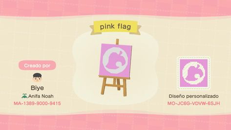 Acnh Signs, Acnh Motifs, Animale Crossing, Animal Crossing Custom Designs, Flag Code, Pink Island, Animals Crossing, Best Flags, Flag Designs