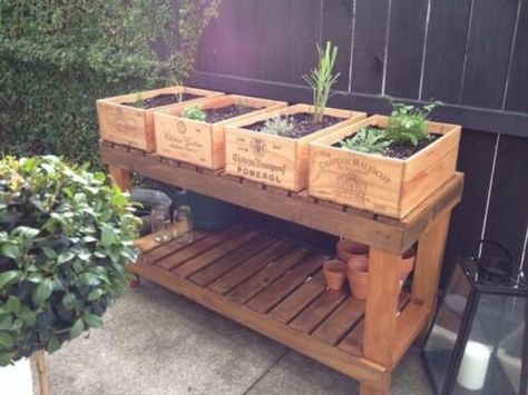 Wooden Wine Box Crate 12 bottle Size Vintage Garden Planter Wine Box Vintage French Wine Box Home St Herb Garden Boxes, Herb Planter Box, Metal Planter Boxes, Wooden Wine Boxes, Pallet Planter, Wine Crate, Herb Planters, Diy Garden Furniture, Crate Storage