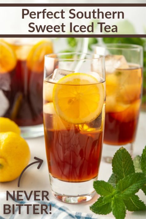 Cool off this Summer with a nice, big glass of this Perfect Southern Sweet Iced Tea!! Let me show you a simple trick to keep it from being bitter! Sweet Iced Tea, Love Bakes Good Cakes, Iced Tea Recipes Homemade, Good Cakes, Homemade Iced Tea, Sweet Tea Recipes, Southern Sweet Tea, Iced Tea Recipes, Easy Drinks