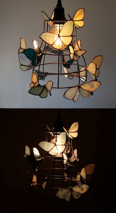 Stained Glass Patterns Gothic, Scrap Stained Glass Projects, Stainedglass Lamp, Moths Art, Lighting Sculpture, Glass Butterflies, Stained Glass Diy, Lamp Lighting, Stained Glass Crafts