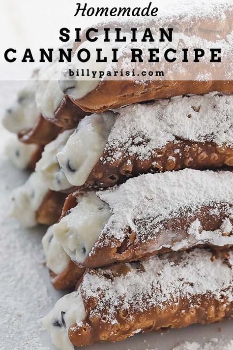 Best Homemade Cannoli Recipe, How To Make Cannolis Homemade, Homemade Canolli Recipe, Best Cannoli Recipe, Authentic Cannoli Filling, Italian Deserts Italy, Sicilian Dinner Recipes, Marscapone Cannoli Filling, Canolis Recipe Italian Authentic