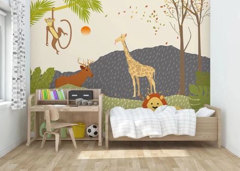 3D Cute Animal 591 Wall Murals | AJ Wallpaper Kids Wall Mural, Cartoon Mountain, Jungle Mural, Adhesive Wall Art, 3d Wall Murals, Custom Wall Murals, Photo Stickers, Paper Wallpaper, 3d Cartoon