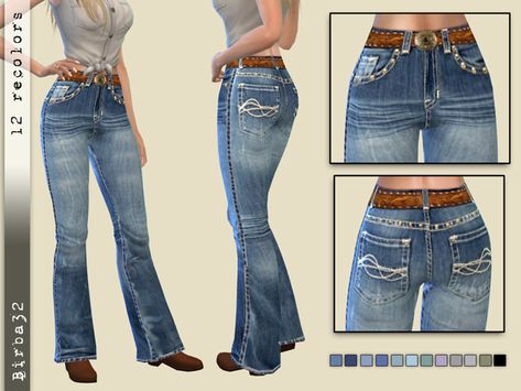 Sims 4 Cc Country Clothes, Los Sims 4 Mods, Sims 4 Tsr, Clothes Cc, Country Clothes, Cowgirl Jeans, Farm Clothes, Sims 4 Cc Folder, Casas The Sims 4