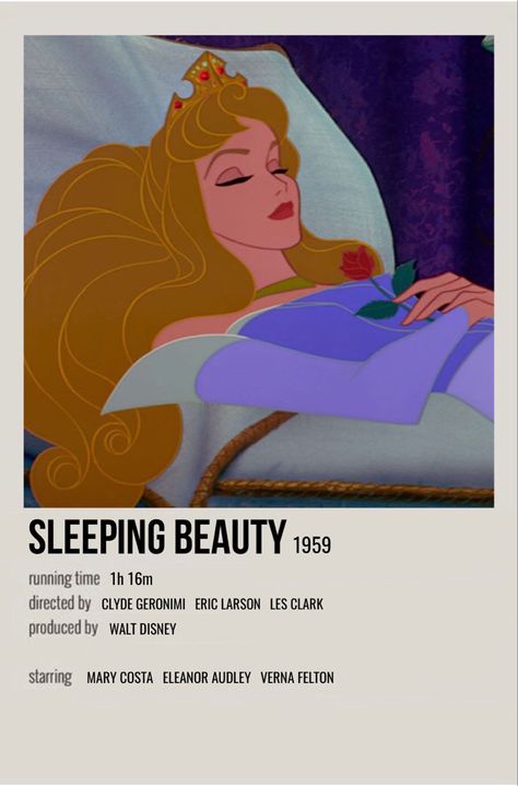 minimal polaroid movie poster for sleeping beauty, walt disney Sleeping Beauty Movie, Polaroid Movie Poster, Disney Aurora, Old Disney Movies, Disney Movie Posters, Iconic Movie Posters, Movie Card, Film Posters Minimalist, Disney Animated Movies