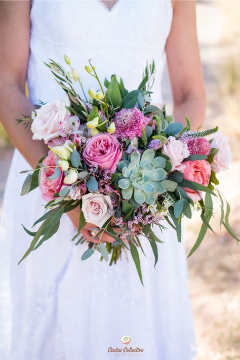 From simple and classic to wildly extravagant, wedding bouquets are a beautiful accessory to the wedding day ensemble. Whether you opt for a modern floral design, mixed tones and petals, or living succulent arrangements, wedding florals are a necessary part of the wedding style. Discover the best wedding bouquets and wedding flowers out there - from classic cascading bridal bouquets to wildly creative altar pieces - and so much more at Cactus Collective Weddings today! Cactus Bouquet, Bouquet For Wedding, Cascading Bridal Bouquets, Wedding Help, Breathtaking Wedding, La Wedding, Desert Wedding, Wedding Table Centerpieces, Wedding Florals