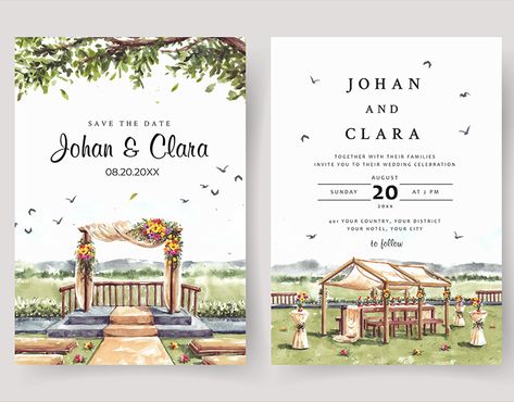 Wedding Illustration Card, Wedding Gate, Hindu Wedding Invitations, Digital Invitations Wedding, Watercolor Wedding Invitation, Wedding Illustration, Invitations Wedding, Watercolor Invitations, Unique Wedding Invitations