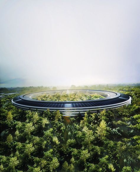 Apple's New HQ Is Redefining the Conventional Office Space- TownandCountrymag.com Apple Hq, Apple Headquarters, Apple New, Silicon Valley, Drone Photography, Bird Bath, Spaceship, Office Space, Work Space