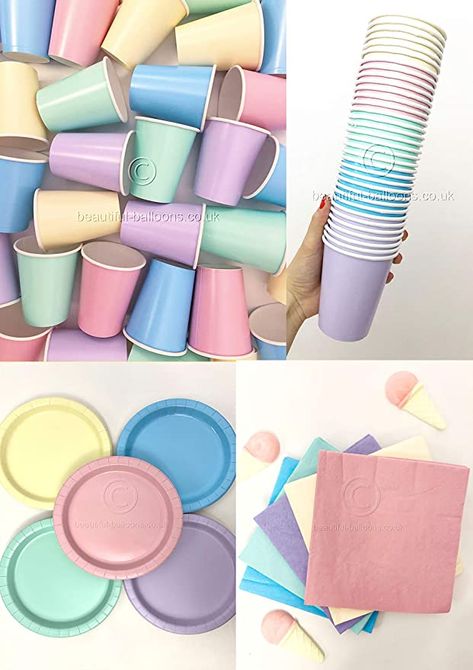 Pretty Ice Cream, Pastel Rainbow Party, Ice Cream Party Theme, Cream Pastel, Beautiful Balloons, Rainbow Party Decorations, Pastel Baby Shower, Rainbow Ice Cream, Pastel Birthday