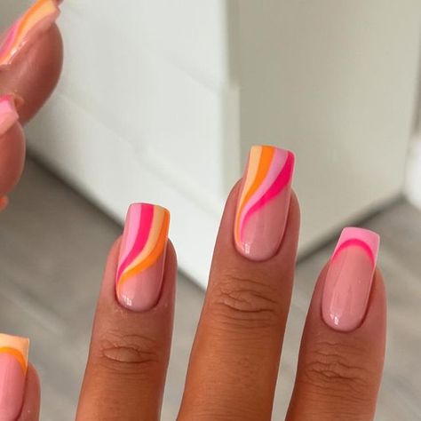 Swirls are back 🧡💕🍊🌸🟠🎀

@glossifyofficial 
@lucypastorellitools_ 
@nails_luxeofficial 
@thepromiseringco 

#swirlnails ... | Instagram Orange Swirl Nails, Swirl Nails, Lexi Nails, Swirl Nail Art, Bright Summer Nails, Coral Nails, Cute Summer Nails, Acrylic Gel, Pink Nail Designs