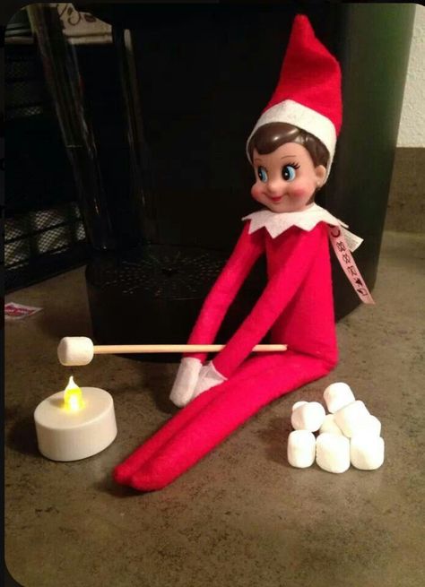 Elf On The Shelf Roasting Marshmallows, Elf On The Shelf Marshmallow Ideas, Elf Ideas Easy Funny, Magical Christmas Decorations, Elf 2023, Christmas Decorations Easy, Diy Elf, Elf On The Shelf Idea, Elf Ideas Easy