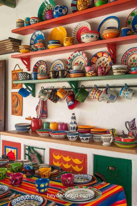 45 Stunning Mexican Kitchen Decor Ideas Mexican Aesthetic Kitchen, Mexican Kitchen Art, Mexican Modern Kitchen, Mexican Kitchen Decor Ideas, Mexican Hacienda Kitchen, Mexican Inspired Kitchen, Modern Mexican Kitchen, Mexican Farmhouse Decor, Spanish Colonial Kitchen