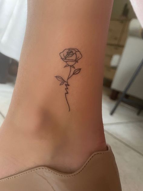 Rose Initial Tattoo, M Initial Tattoo, Rose Tattoo On Ankle, Single Rose Tattoos, Rose And Butterfly Tattoo, Basic Tattoos, Magic Runes, Tiny Wrist Tattoos, Alphabet Tattoo Designs