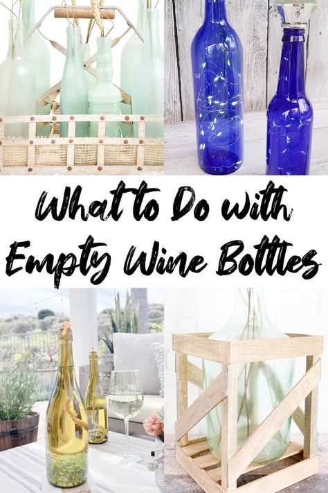 Ever what to do with all those empty wine bottles? Maybe this collection of wine bottle crafts will give you the inspiration you need. From painting wine bottles to decorating them in unique ways, these glass bottle crafts will surely get your crafty juices flowing. Wine Bottle Uses, Empty Liquor Bottle Ideas, Recycled Wine Bottle Art, Painting Wine Bottles, Empty Wine Bottle Crafts, Diy Wine Bottle Crafts, Wine Bottle Decorations, Upcycled Wine Bottles, Recycled Diy