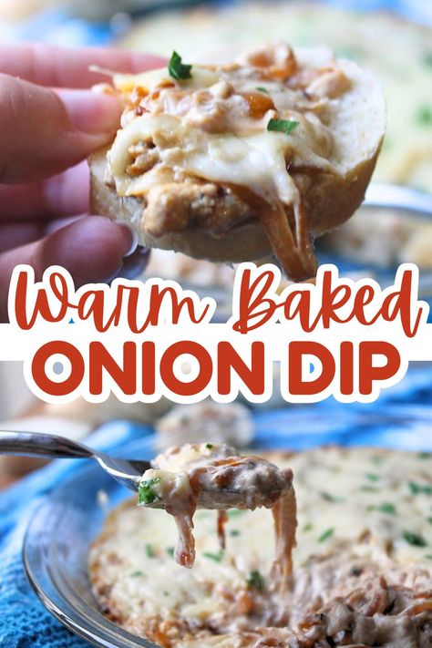 Think French Onion Dip or sweet onion dip but bubbly warm and creamy straight from the oven. Yum! Serve with bread, pita chips, crackers or potato chips at your next party! The ultimate classic party food. Thanksgiving Appetizer Table, Baked Onion Dip, Gluten Free Thanksgiving Appetizers, Baked Dip, Crackers Appetizers, Baked Onion, Baked Onions, Thanksgiving Appetizer, Delicious Dips