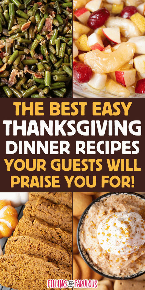 Make your Thanksgiving dinner prep stress-free with these easy Thanksgiving recipes your guests will LOVE to eat! Includes Thanksgiving appetizers, Thanksgiving side dishes, and Thanksgiving desserts. Early Thanksgiving Dinner, Thanksgiving Day Recipes Side Dishes, Casserole Dishes For Thanksgiving, Country Thanksgiving Recipes, Ideas For Thanksgiving Dinner Sides, Sides Thanksgiving Dinner, Thanksgiving Dish Ideas Easy, Thanksgiving Cheap Food, Non Traditional Thanksgiving Dinner Menu Ideas Simple