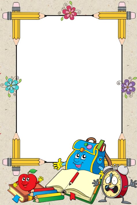 Borda Pedagógica School Frames And Borders, Back To School Frame, Free School Borders, School Photo Frames, School Border, Png Frame, School Board Decoration, Colorful Borders Design, School Frame