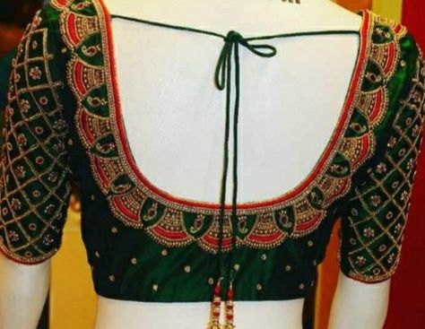 Green Blouse Design, Simple Aari Work, Pink Blouse Designs, Dark Green Blouse, Silk Saree Blouse Designs Patterns, Bridal Blouses, Cotton Blouse Design, Saree Blouse Neck Designs, New Saree Blouse Designs