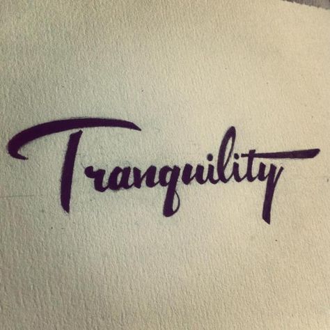 "Tranquility" by Shane Senso, via Behance Tranquility Tattoo, 7 Tattoo, Micron Pen, Hand Drawings, Lettering Inspiration, Word Tattoos, Tattoo Lettering, Photoshop Design, Jesus Fish Tattoo