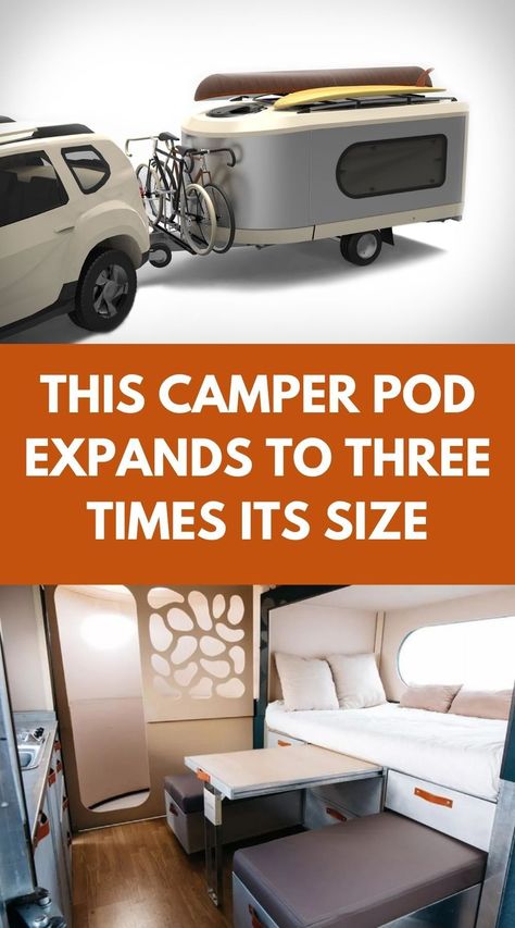 Outdoor Trailer Ideas, Expandable Camper, Rav4 Camping, Micro Camper Trailers, Micro Camper Diy, Micro Campers, Pod Camper, Camper Trailer Tent, Tiny Camper Trailer