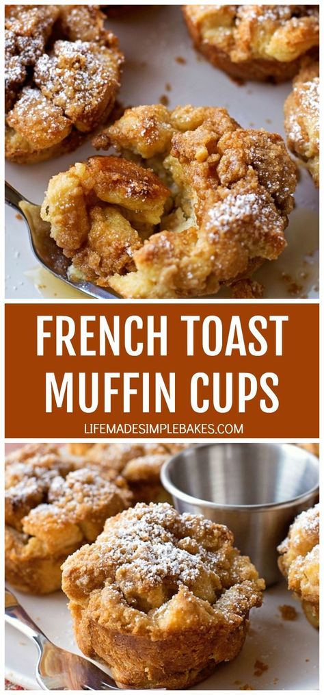 French Toast Muffins Recipe, Bread Pudding Muffins, Easy French Toast Bake, Muffins Pumpkin, Bread French, French Toast Muffins, Vegan French Toast, Overnight French Toast, Cinnamon Streusel