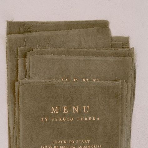 Papira • Alexandra Timita on Instagram: "Custom silk fabric menus! Gold foil press printed one by one on gorgeous hand-dyed natural silk. Unforgettable menus for one of a kind events." Fabric Menu Wedding, Expensive Party, Tuscan Wedding Theme, Fabric Wedding Invitations, Clothes Labels, Menu Signage, Reception Table Design, Sons Wedding, Wedding Brand