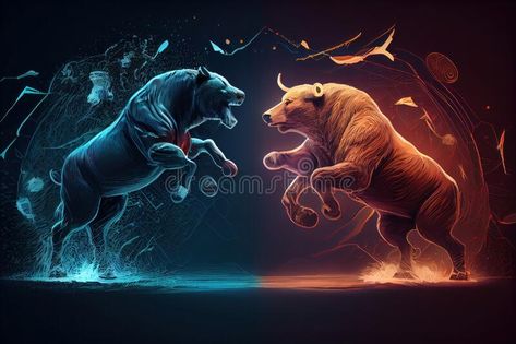 A close-up of the Bull and Bear statues stock photo Bear Vs Bull, Stock Market Trends, Bull And Bear, Bulls Wallpaper, Chinese Dragon Art, Bear Statue, Live Screen Wallpaper, Pattern Design Inspiration, Bear Figurine