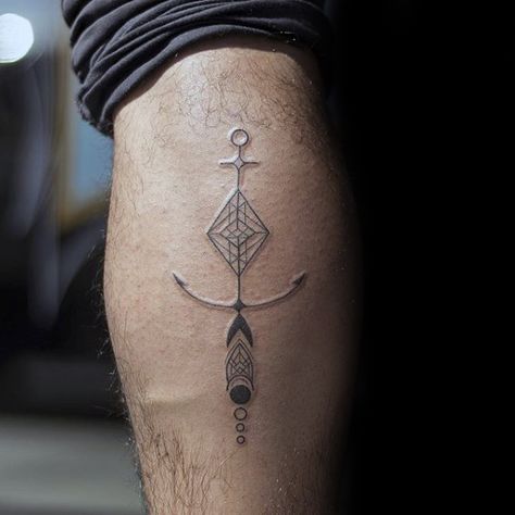 Mens Anchor Minimalist Leg Calf Tattoo Anker Tattoo Design, Tattoo Ideas Back Spine, Nails With Fire, Tattoo Ideas Back, Best Leg Tattoos, Omerta Tattoo Design, Tattoo Design Hand, Back Shoulder Tattoos, Minimal Tattoo Design