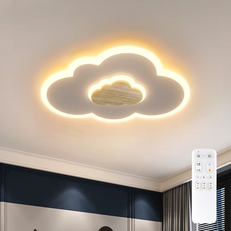 Gemma Violet Connors Children's Lamp LED Modern Ceiling Light for Children's Room Girls Bedroom Dimmable - Wayfair Canada Teen Bedroom Lights, Nursery Light Fixture, Neon Decorations, Modern Boho Farmhouse, Ceiling Lamp White, Nursery Lighting, Led Flush Mount Ceiling Light, Bedroom Light Fixtures, Cloud Shapes