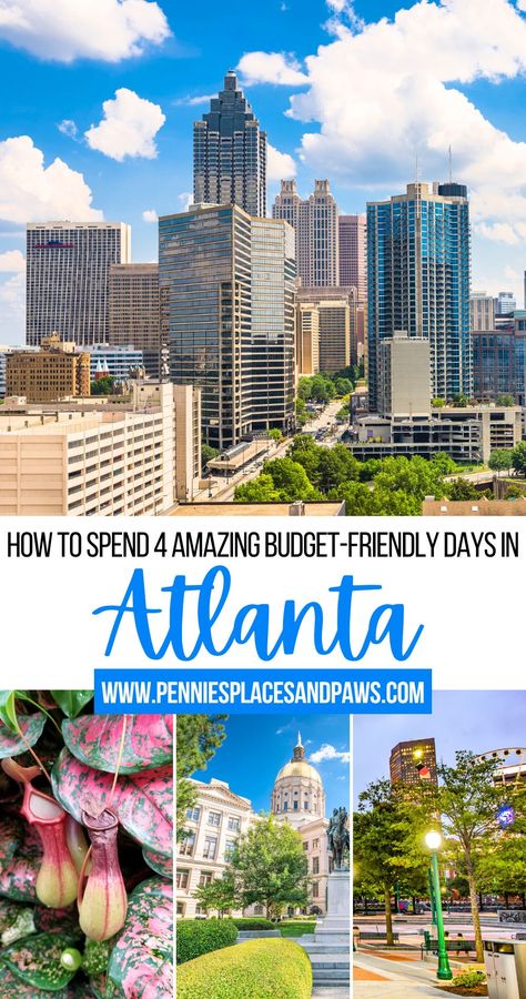 How to Spend 4 Amazing Budget-Friendly Days in Atlanta Centennial Park Atlanta, Atlanta Georgia Things To Do In, Atlanta Itinerary, Atlanta Bucket List, Dream Destinations Bucket Lists, Atlanta Trip, Weekend In Atlanta, Atlanta Travel, Trip Destinations