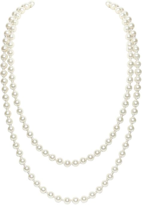 Flapper Accessories, Gatsby Costume, Long Pearl Necklace, Classic Pearl Necklace, Deco Fashion, Pearl Strands Necklace, Long Pearl Necklaces, Pearl Necklace Set, 1920s Flapper