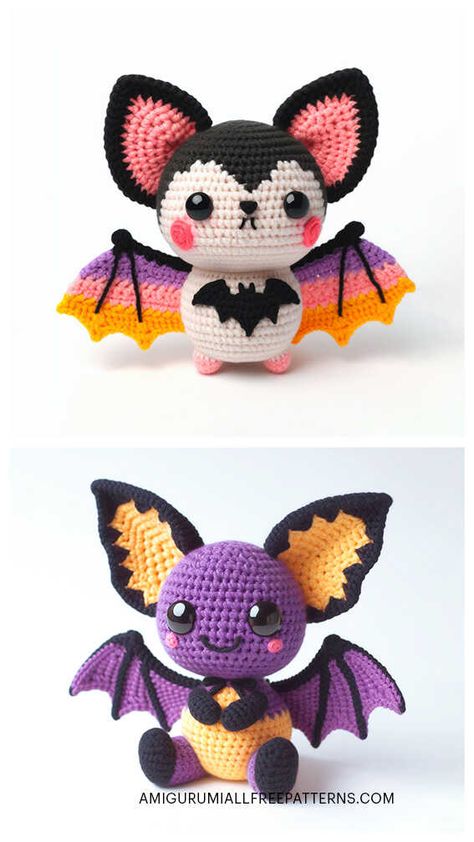 Crochet Gothic Doll Pattern Free, Free Crochet Patterns For Bats, Labrynth Crochet Patterns, Vampire Crochet Pattern Free, Crochet Halloween Bats Free Pattern, Crochet Bat Ears, Bat Free Crochet Pattern, Crochet Bats Amigurumi, Crochet Mothman Free Pattern