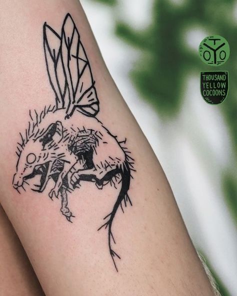 Possum Sketch, Possum Tattoo Simple, Surreal Art Tattoo, Oddity Tattoo, Possum Tattoo, Opossum Tattoo, Faerie Tattoo, Possum Art, Gotik Tattoo