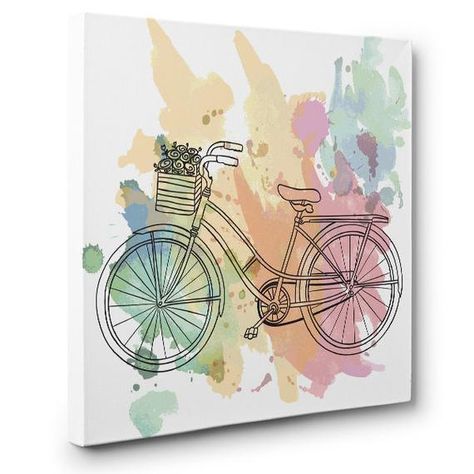 Watercolor Bike CANVAS Wall Art Home Decor by pblast Bicycle Birthday Party, Bicycle Birthday Parties, Watercolor Bike, Bicycle Birthday, Girl Birthday Party Invitations, Kids Birthday Party Invitations, Childrens Birthday Party, Bicycle Design, Unique Canvas