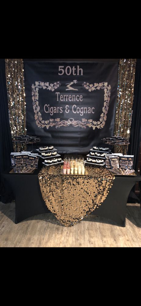 Cigars and Cognac Birthday Party Ideas | Photo 3 of 6 Cologne Themed Party, Cigars And Cognac Party Ideas, Cognac And Cigars Party, 49 Birthday Party Ideas For Men, Cigars And Whiskey Party, Men Birthday Party Theme, 50th Birthday Celebration Ideas, Masculine Birthday Party, 50th Birthday Party Ideas For Men